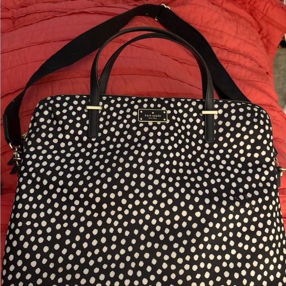 kate spade Handbags - Kate Spade Black and White Laptop Bag with Polka Dots